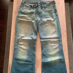 Diesel Jeans Y2K Low Rise Flare Leg Jean, Green, Size 26, Made in Italy